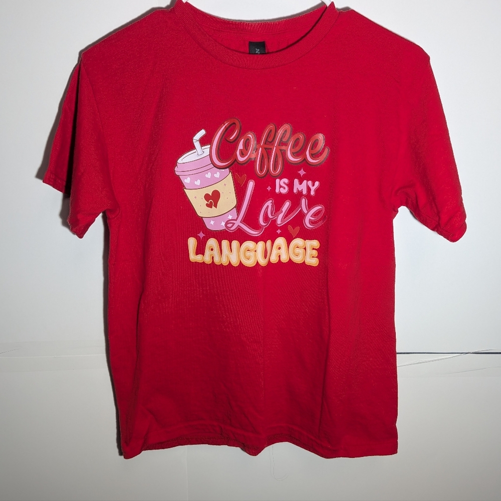 Gildan Red Kids Tee with Coffee Love Print
